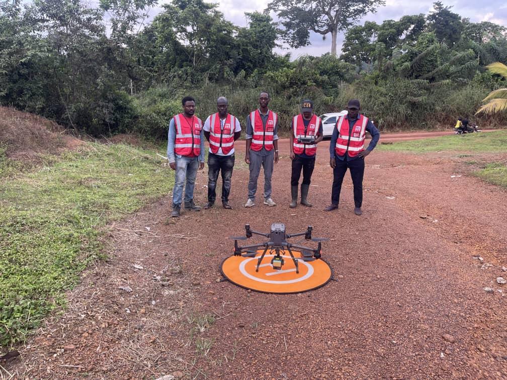 Drone flying over landscape